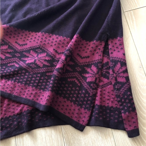 Max Fair Isle Jacquard Knit Side Slit Turtleneck Dress in Dark Purple Size L - Picture 4 of 9
